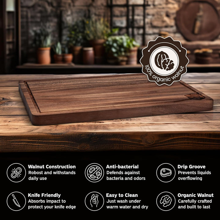 Wooden Cutting Board with Juice Groove