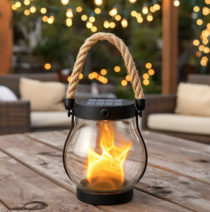 Solar Flame with Automatic Dusk Sensor Waterproof Flickering Effect