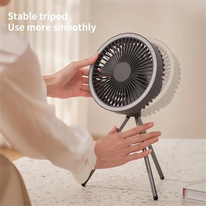 Portable Rechargeable Fan with LED and Built-In Power Bank