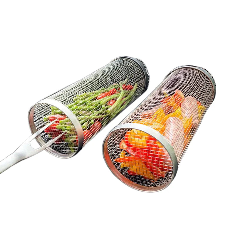 Stainless Steel Grill Basket Rolling Design