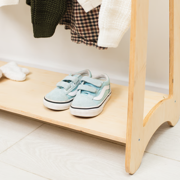 Toddler Wooden Clothing Rack Montessori Natural Style