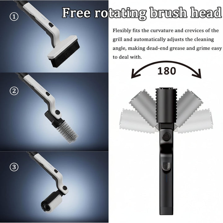 Electric Grill Brush Stainless Steel Motorized Bristles Rechargeable