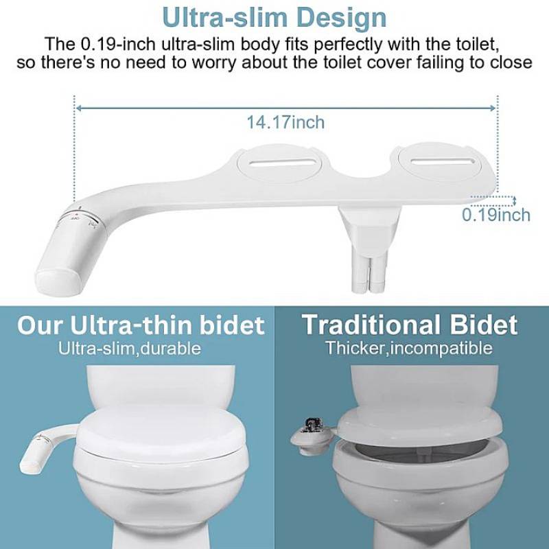 Ultra-Thin Toilet Bidet Attachment Slim Design