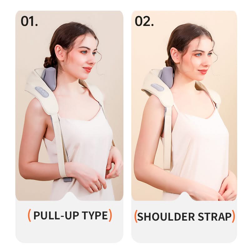 Cordless Heated Neck Massager Six Rotating Heads Remote Control