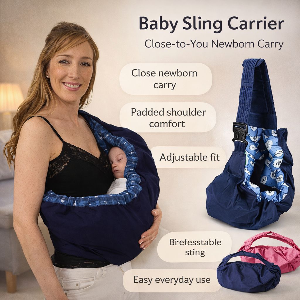 Newborn Sling Carrier Padded Shoulder Strap Adjustable Ring