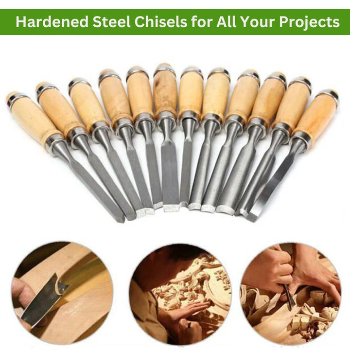 Wood Carving Chisel Set with Multiple Pieces