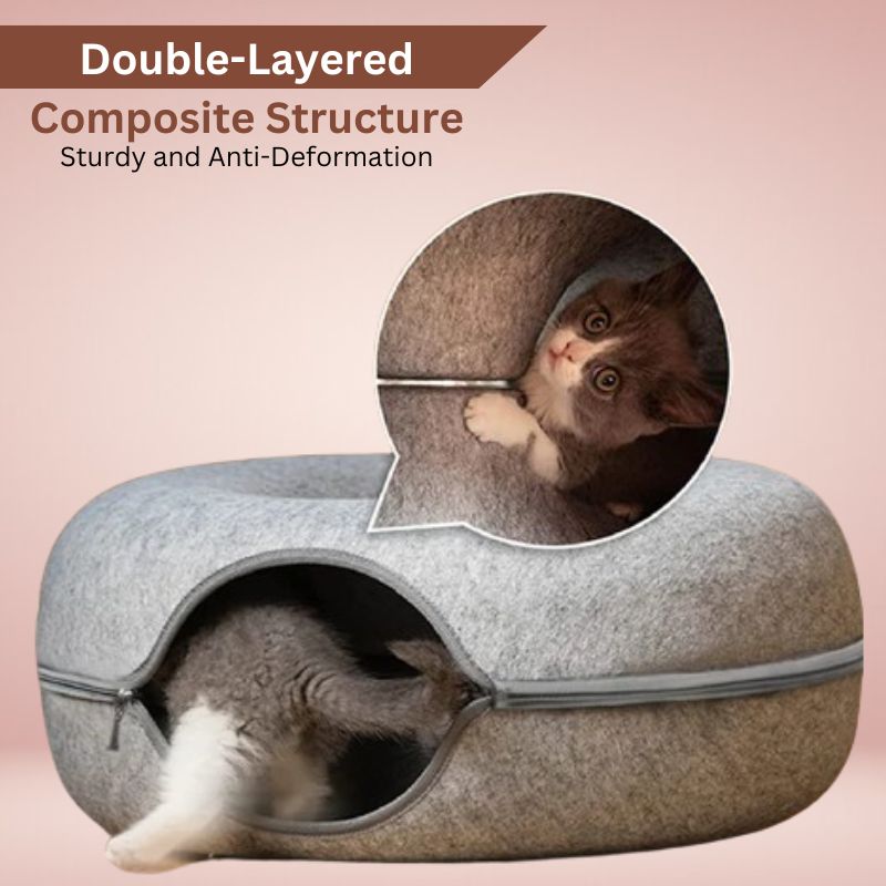 Pet Interactive Cat Cave Donut Shape Plush