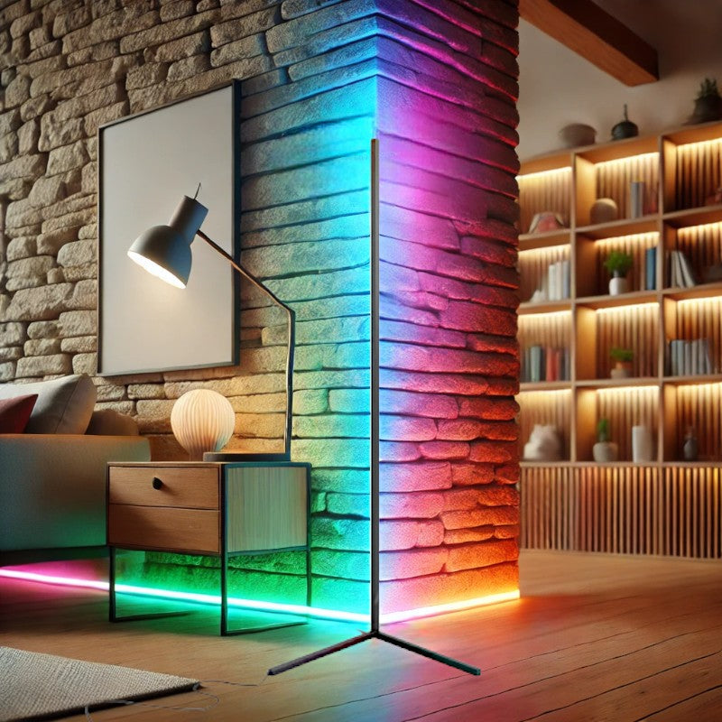 LED Color-Changing Corner Floor Lamp with Remote Control - Lenila