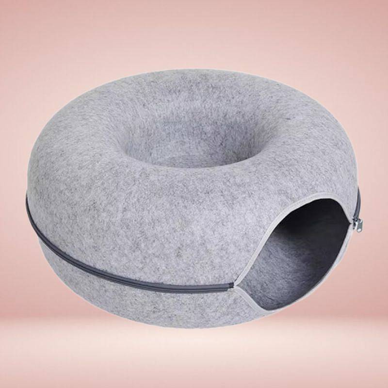 Pet Interactive Cat Cave Donut Shape Plush - Lenila