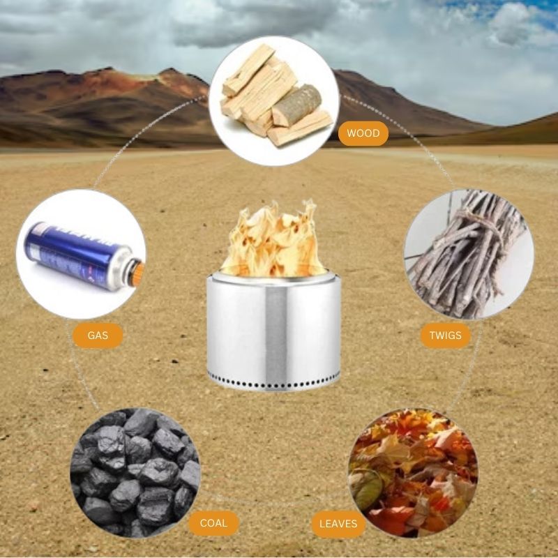 Portable Smokeless Fire Pit Steel Compact Design
