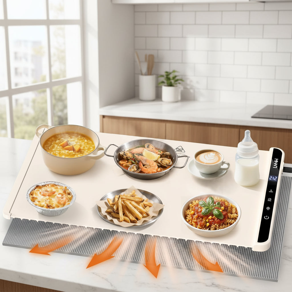 Electric Food Warming Mat Adjustable Temperature Timer Child Safety