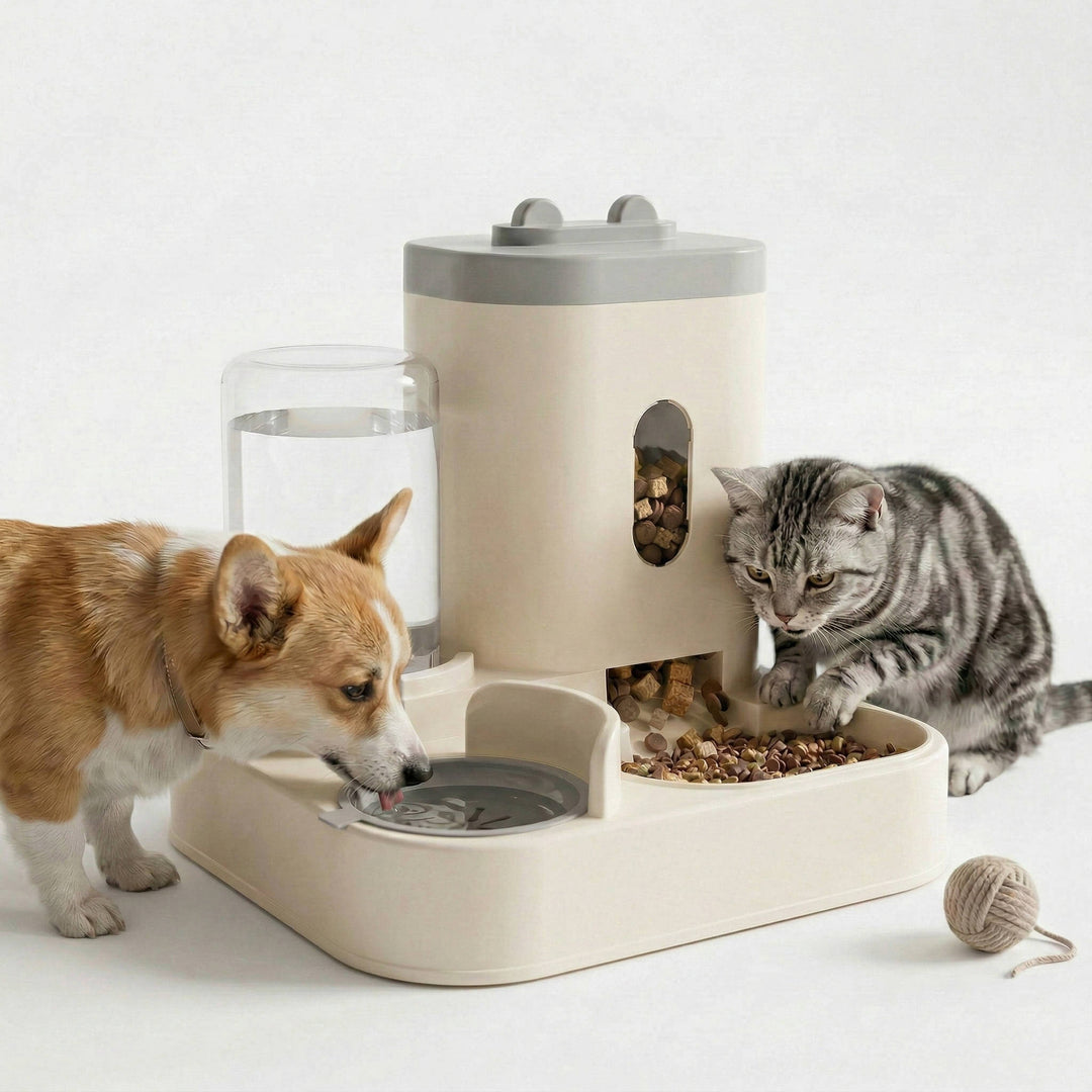 Automatic Pet Water Dispenser with Integrated Food Bowl for Dogs and - Lenila