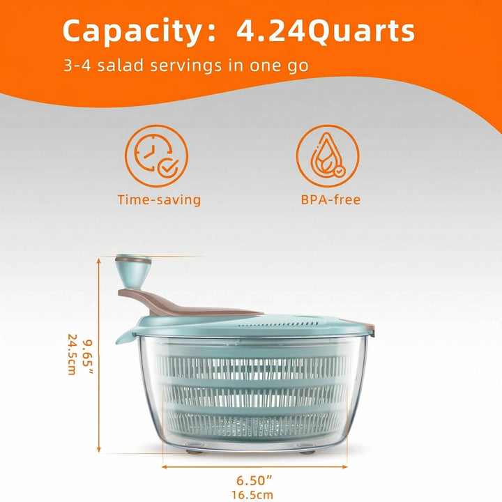 Salad Spinner with Double Drainage Holes Plastic Kitchen Tool
