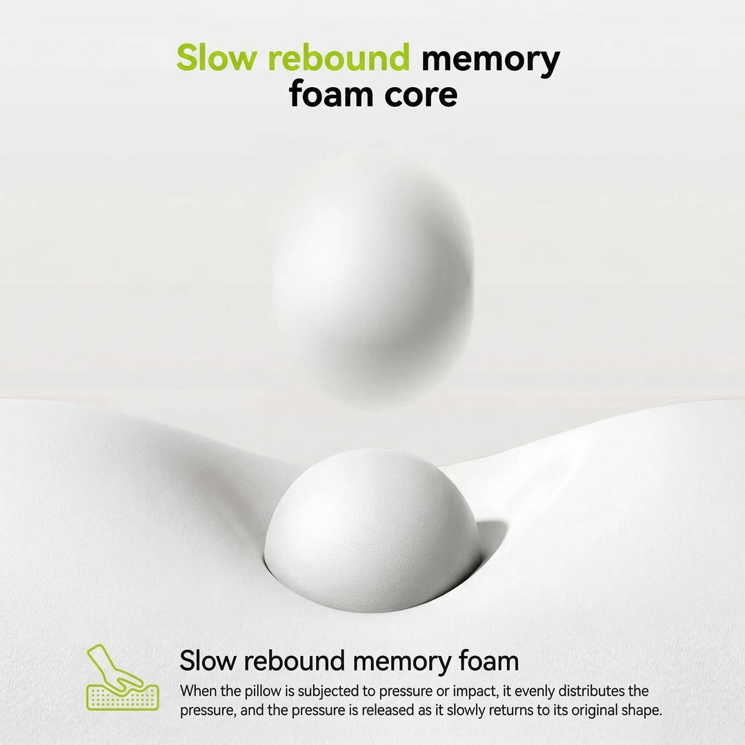 Ergonomic Memory Foam Neck Pillow with Cooling Ice Silk Case