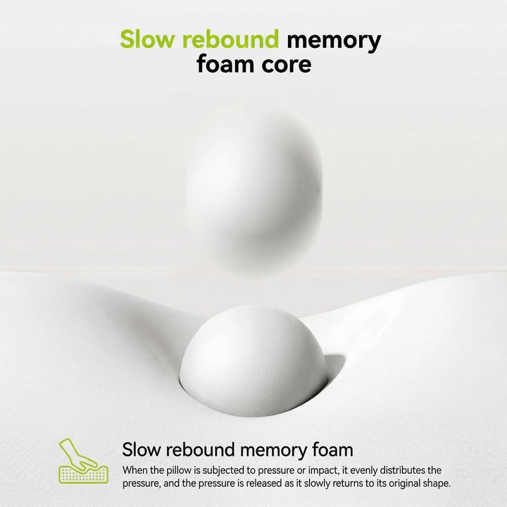 Ergonomic Memory Foam Neck Pillow with Cooling Ice Silk Case