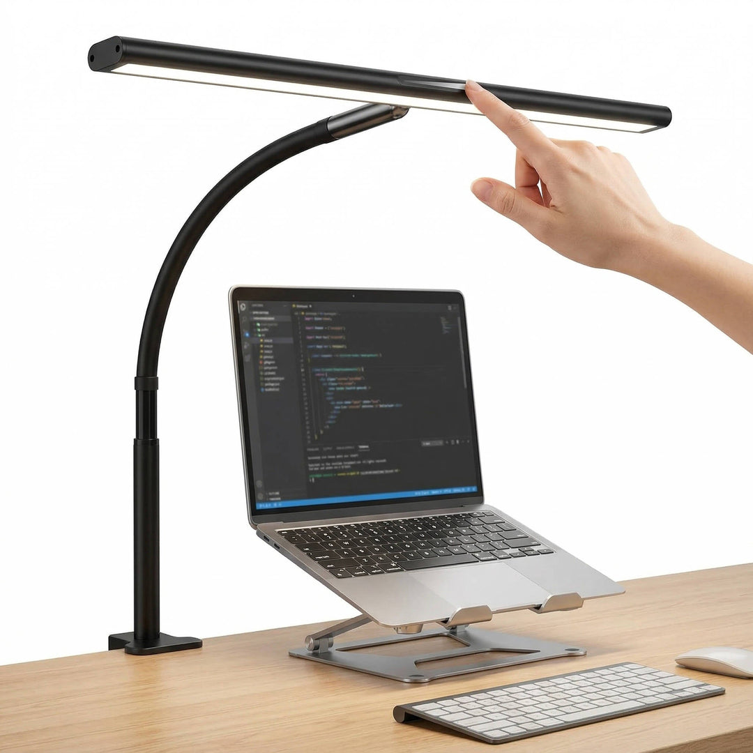 LED Desk Lamp with Stepless Dimming Flexible Gooseneck Eye-Friendly