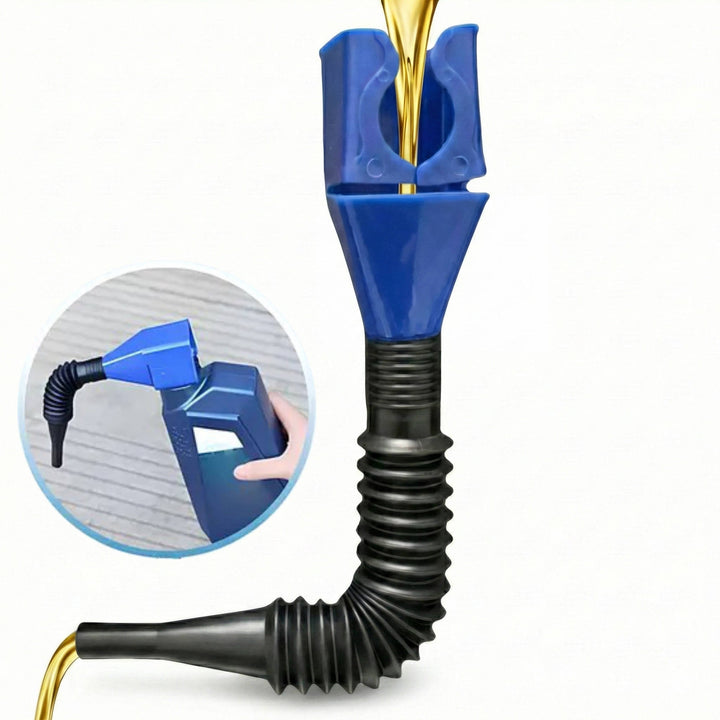 Universal Hands- Oil Funnel with Wide Mouth and Flexible Hose Spill