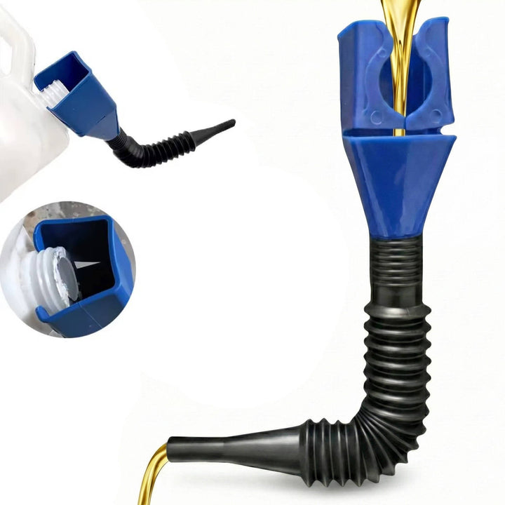 Universal Hands- Oil Funnel with Wide Mouth and Flexible Hose Spill - Lenila
