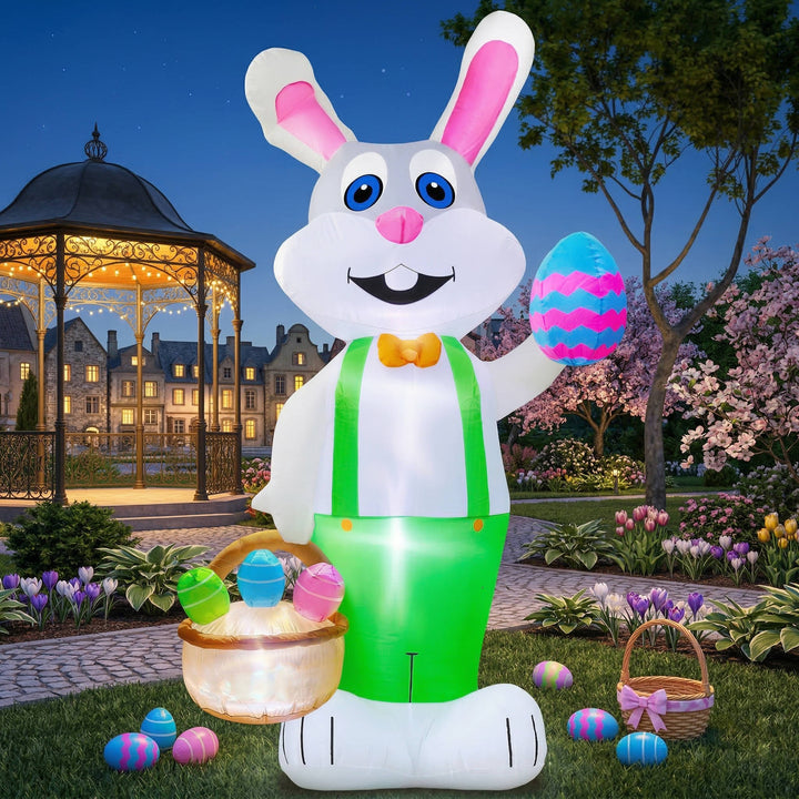 Outdoor Inflatable Easter Bunny Decoration Lighted Blow-Up Rabbit