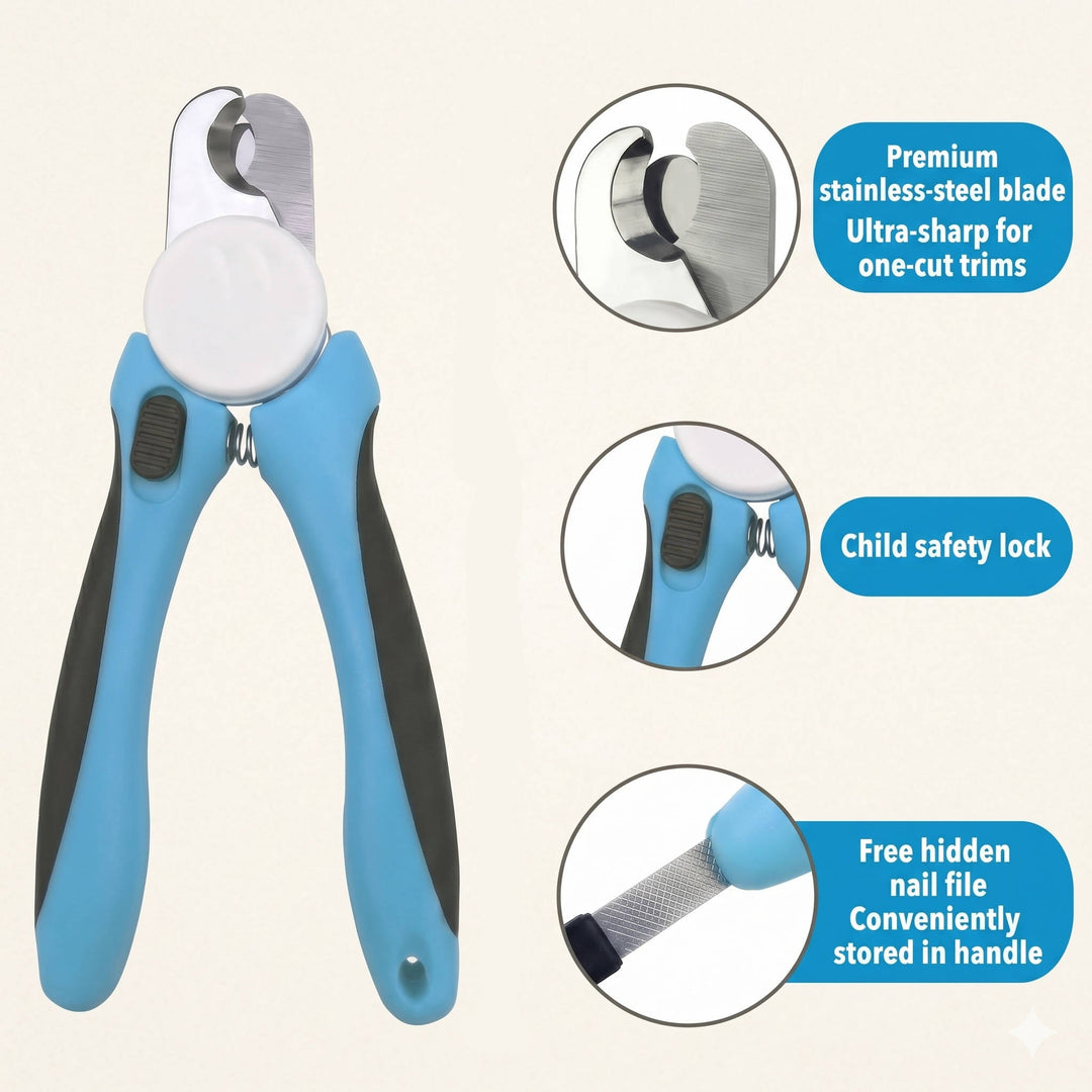 Pet Nail Clippers Stainless Steel Blades Non-Slip Handle with Safety