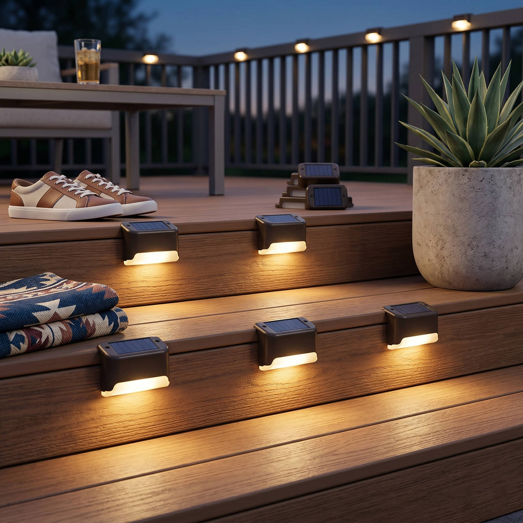 Outdoor Solar Deck Lights Waterproof LED Warm Step Lights - Lenila