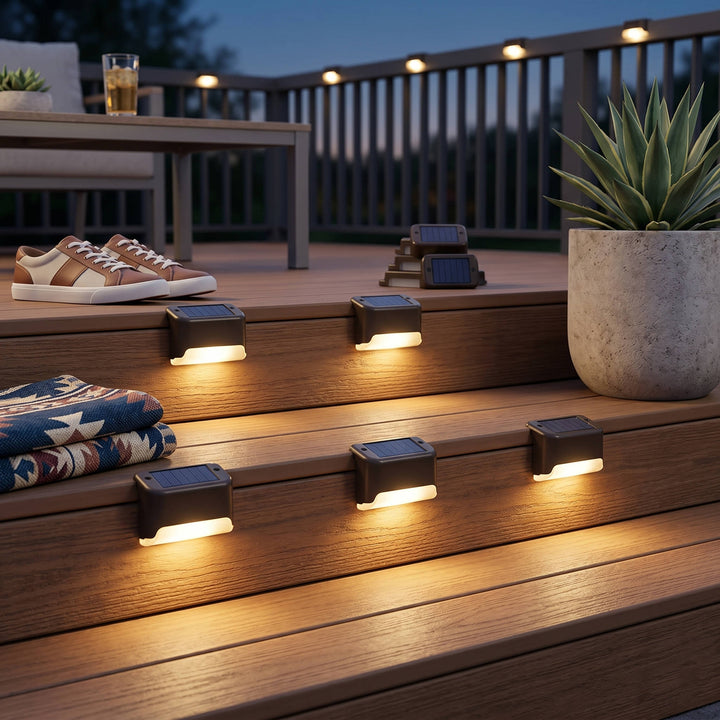 Outdoor Solar Deck Lights Waterproof LED Warm Step Lights - Lenila