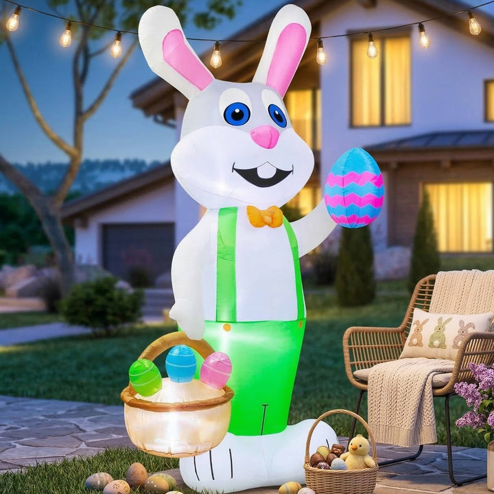 Outdoor Inflatable Easter Bunny Decoration Lighted Blow-Up Rabbit