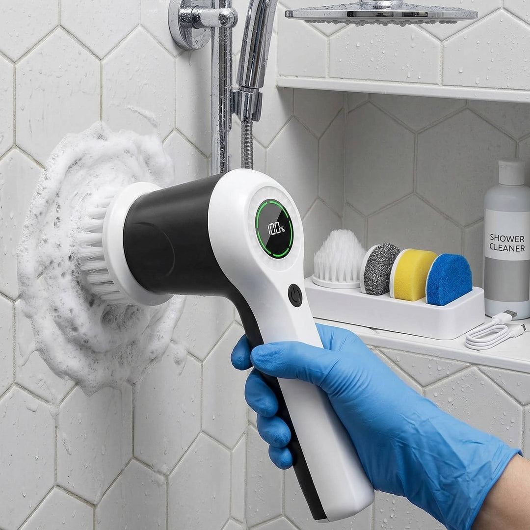 Cordless Electric Spin Scrubber with Battery Display and Cleaning - Lenila