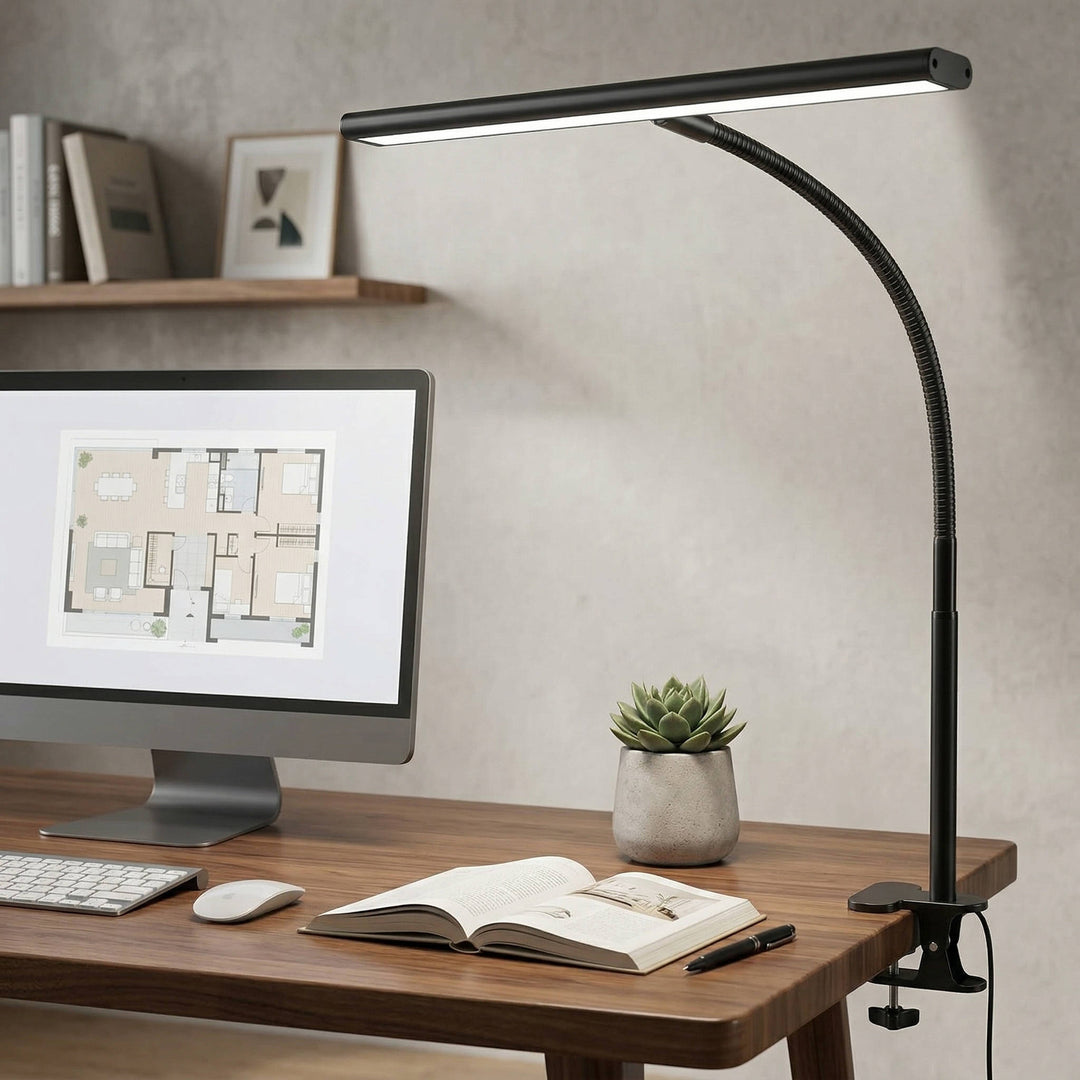 LED Desk Lamp with Stepless Dimming Flexible Gooseneck Eye-Friendly