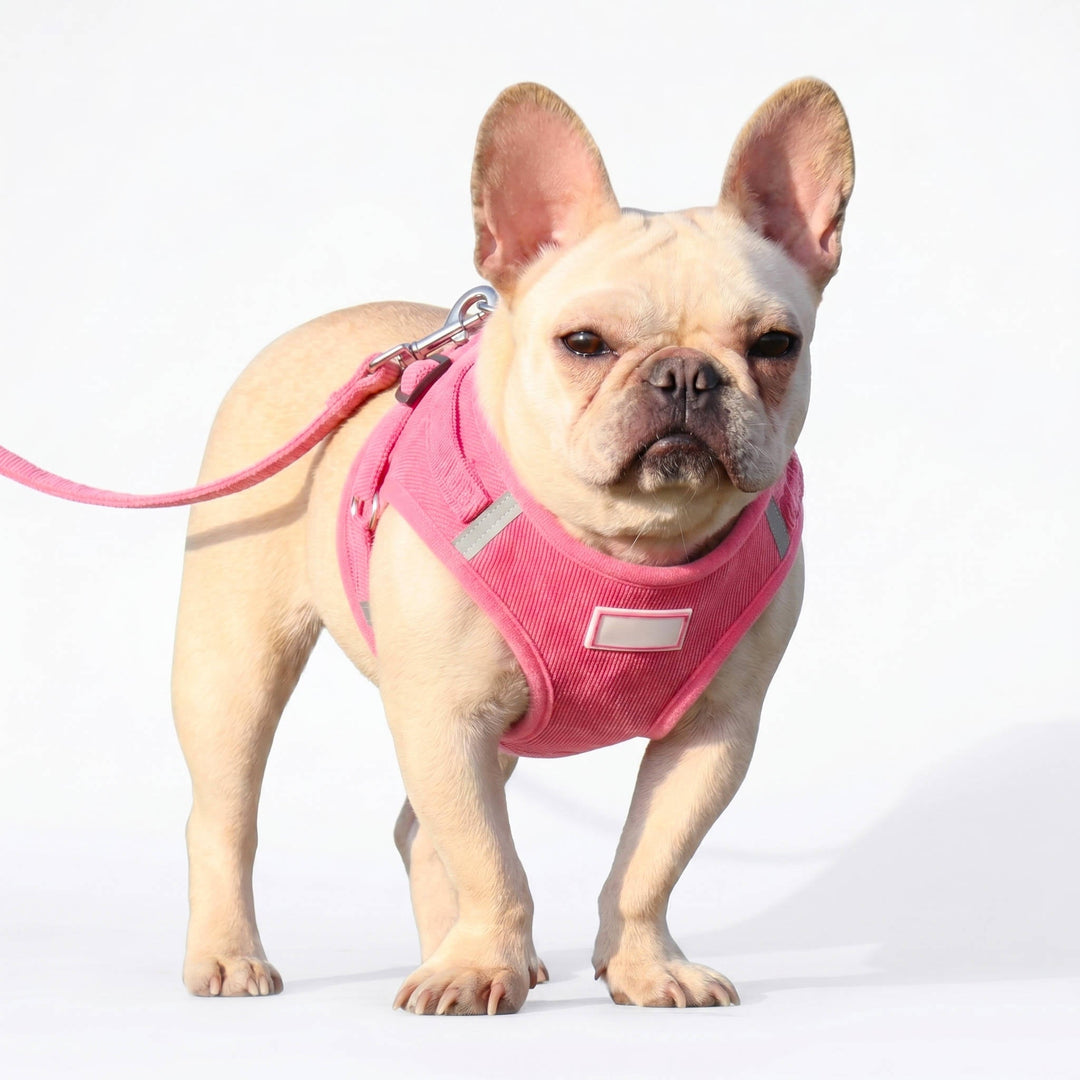 Pet Reflective Corduroy Harness and Leash Set Breathable Chest Strap - Lenila