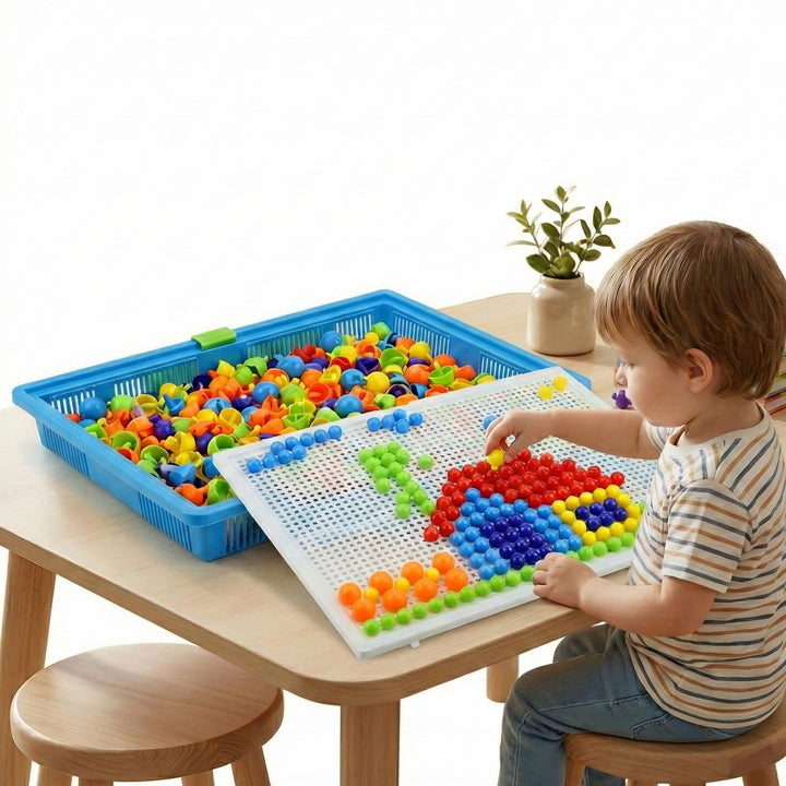 Kids Puzzle Toy Peg Board Set with Storage Stem Fine Motor Skills - Lenila