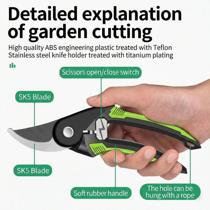 Garden Pruning Shears Steel Blade Ergonomic Handle