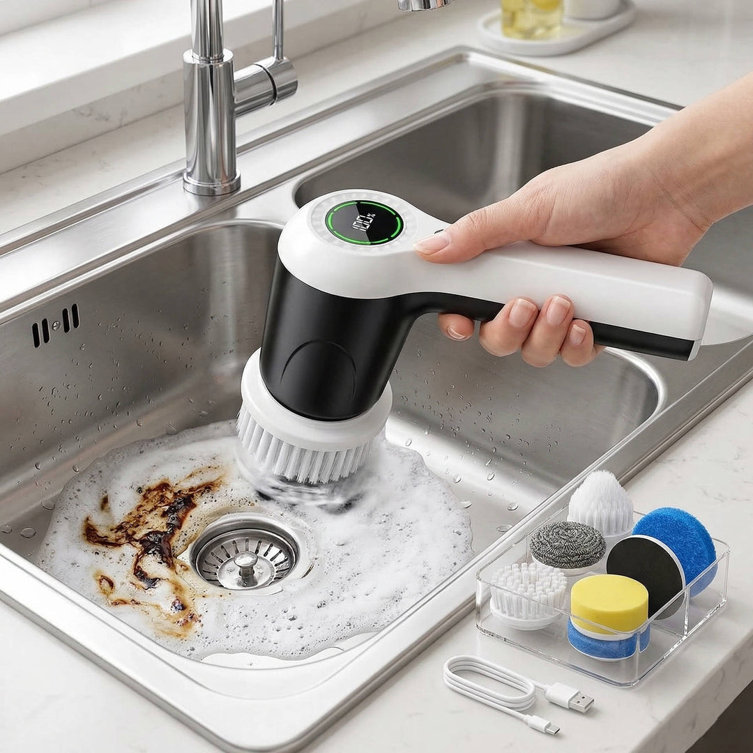 Cordless Spin Scrubber Dual Speed 6 Brush Heads IPX7 Waterproof