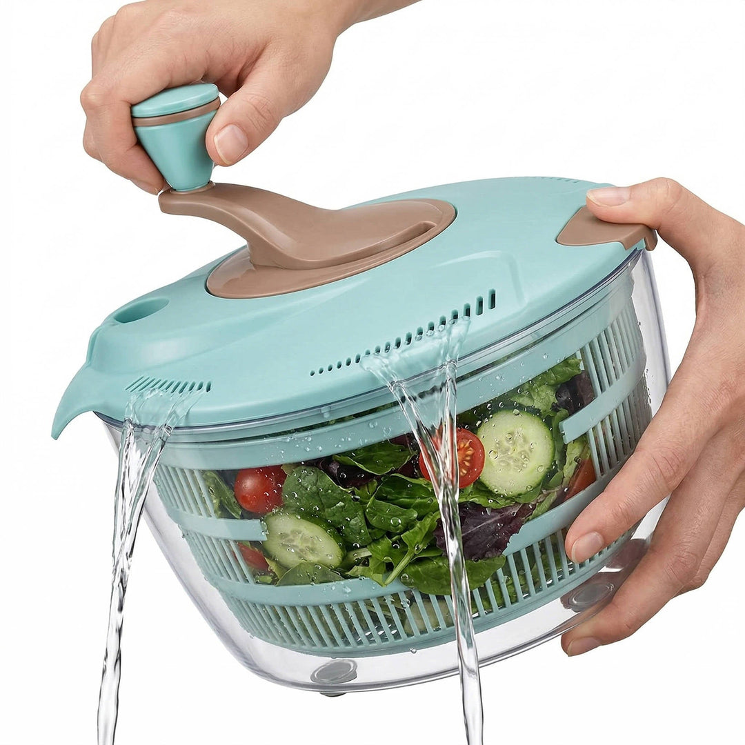 Salad Spinner with Double Drainage Holes Plastic Kitchen Tool - Lenila