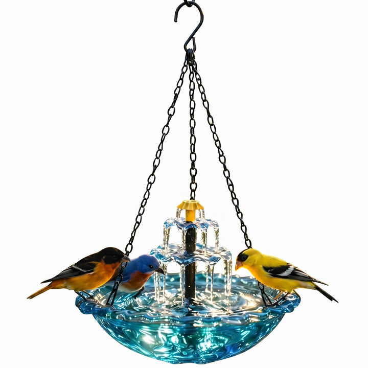 Outdoor Solar-Powered Hanging Bird Bath Fountain with Automatic Pump - Lenila