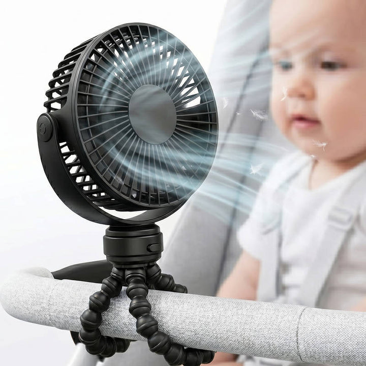 Portable Baby Stroller Fan USB Rechargeable Quiet Clip-On with LED - Lenila
