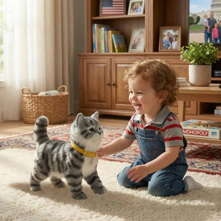 Interactive Robot Kitten Toy Walking Meowing Realistic Design
