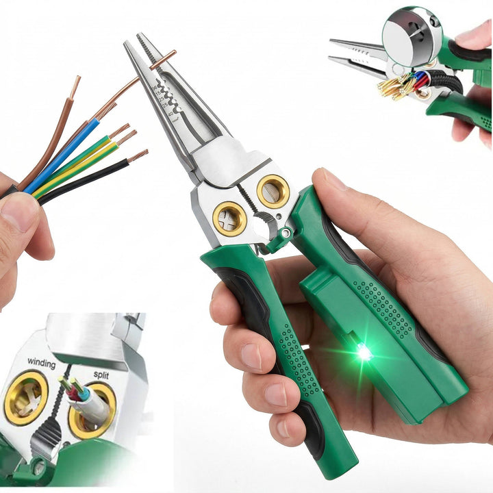 Wire Stripper and Voltage Tester Pliers with Cable Cutter and LED - Lenila
