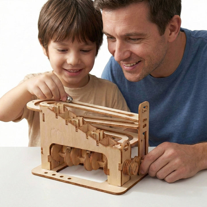 Adult Wooden Marble Run 3D Puzzle Mechanical Building Kit - Lenila