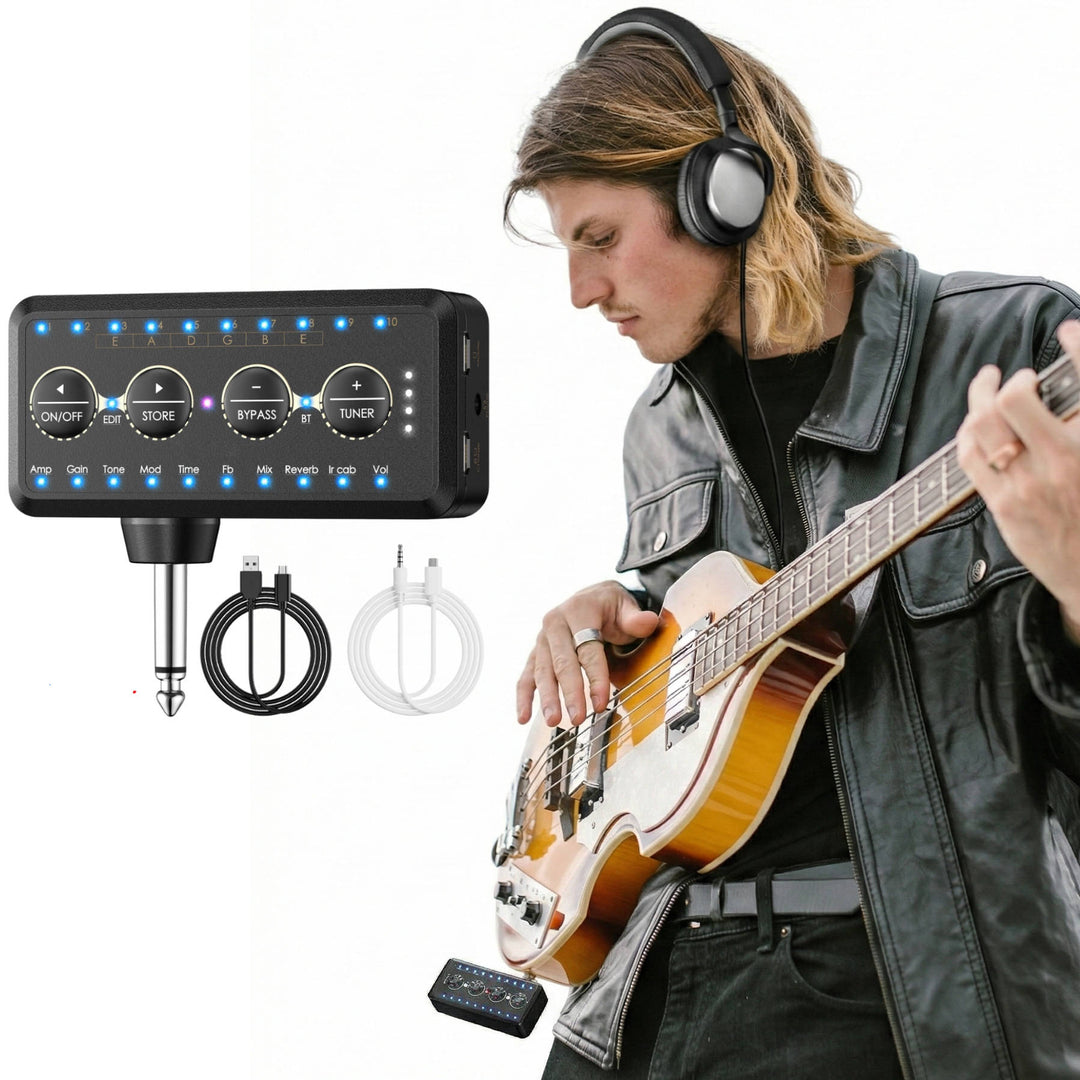 Portable Guitar Headphone Amplifier Mini Plug-In for Acoustic Bass