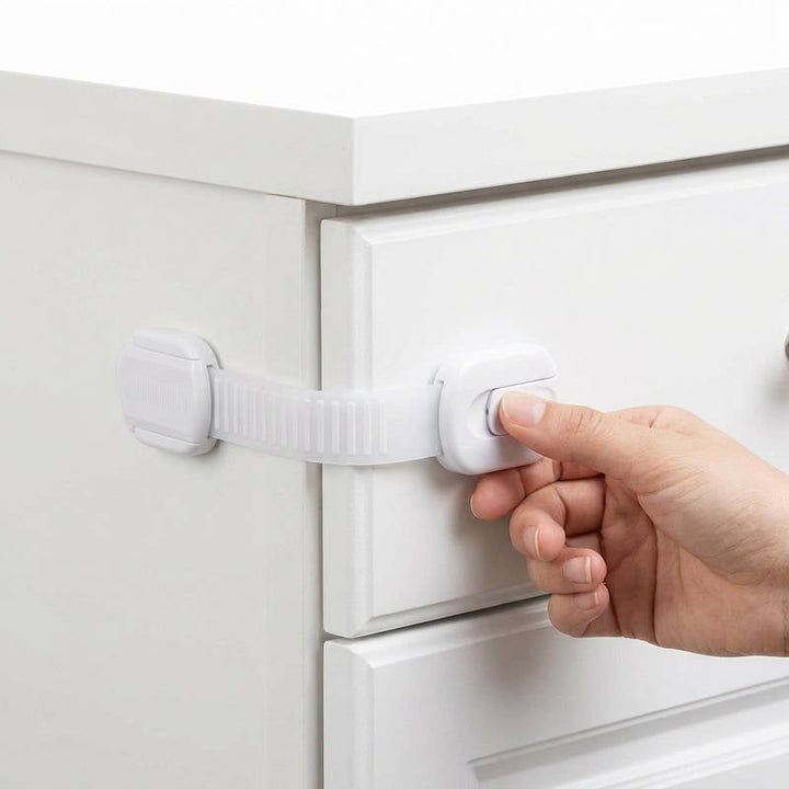 Child Safety Cabinet Locks Adjustable Adhesive Straps for Drawers