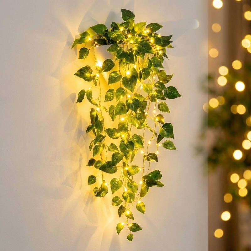Artificial Hanging Ivy Garland with LED Lights Indoor Wall Decor