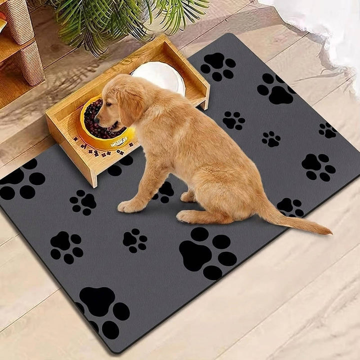 Absorbent Pet Food Mat Quick-Dry Non-Stain Footprint Design - Lenila