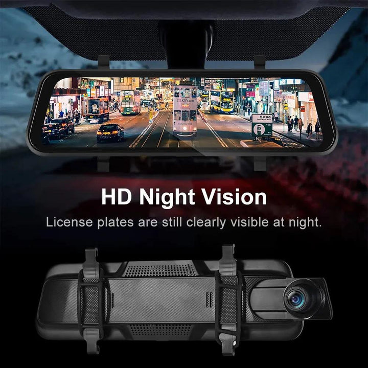 Car Dash Cam Mirror with Dual HD Recording GPS Tracking 9.66in