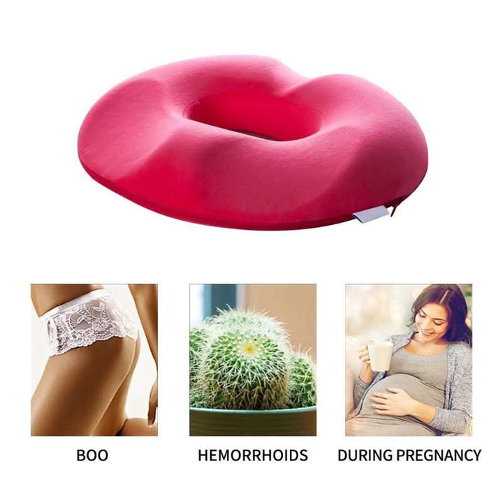Donut Cushion with Memory Foam Core Non-Slip Bottom Machine Washable