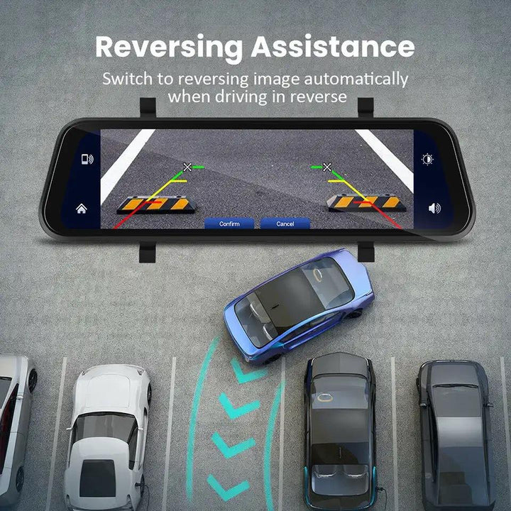 Car Dash Cam Mirror with Dual HD Recording GPS Tracking 9.66in