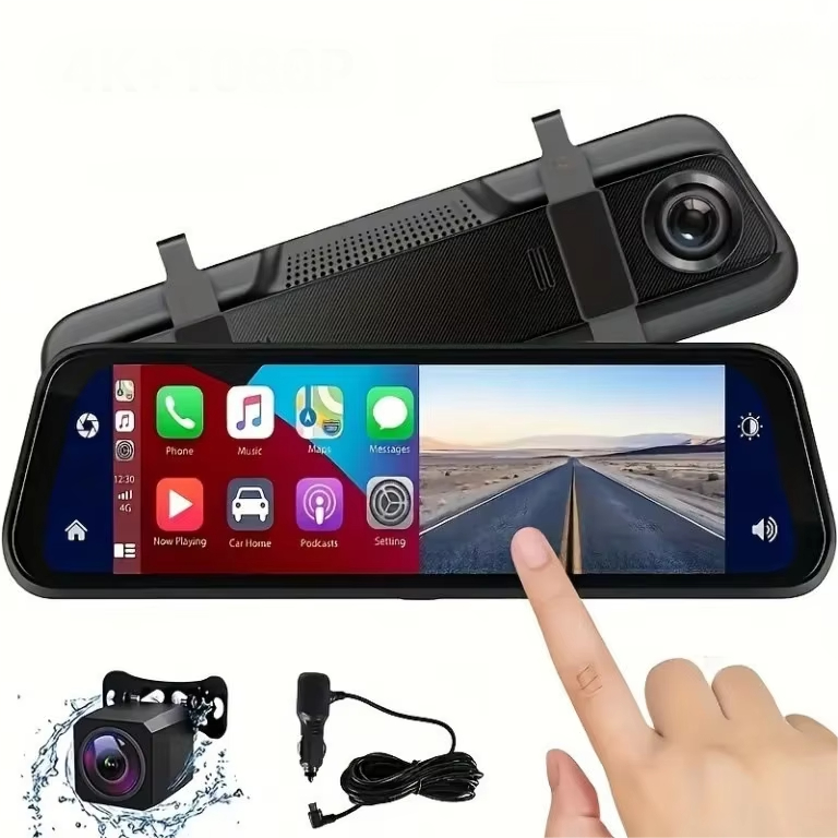Car Dash Cam Mirror with Dual HD Recording GPS Tracking 9.66in - Lenila