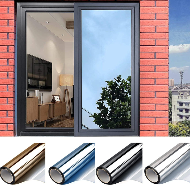 Static Cling Window Film Mirror Effect UV Blocking Privacy - Lenila
