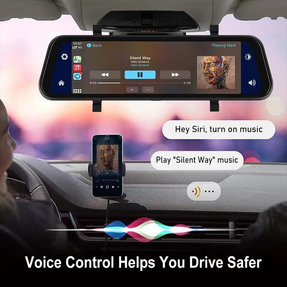 Car Dash Cam Mirror with Dual HD Recording GPS Tracking 9.66in