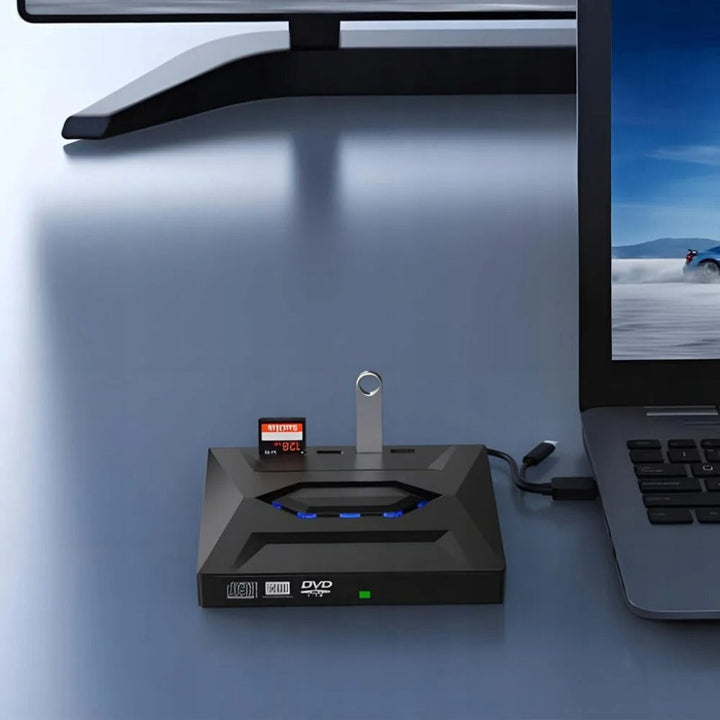 External DVD Drive with Memory Card Slot Dual Port Plug and Play